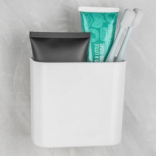 Multipurpose Wall Mount Toothbrush Holder, Self Adhesive White