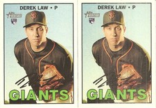 2 CARD 2016 TOPPS HERITAGE DEREK LAW BASEBALL CARD LOT
