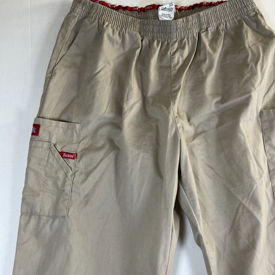 Dickies Unisex Scrub Pants Size XL – Khaki, Elastic Waist, Pockets - Image 2 of 4