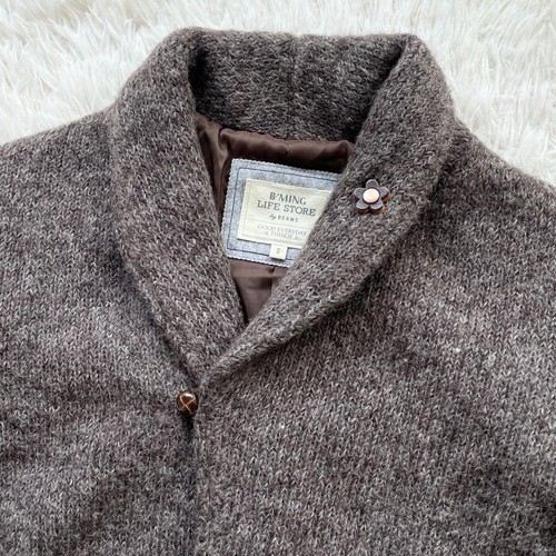 BEAMS Knit Jacket with Shawl Collar and Boutonniere, Brown, Men's, Size S - Picture 5 of 24