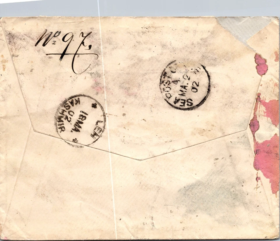 1902 Estocolmo Suecia Cubierta para el famoso explorador Sven Hedin Cachemira India de papá Foto 2 de 2