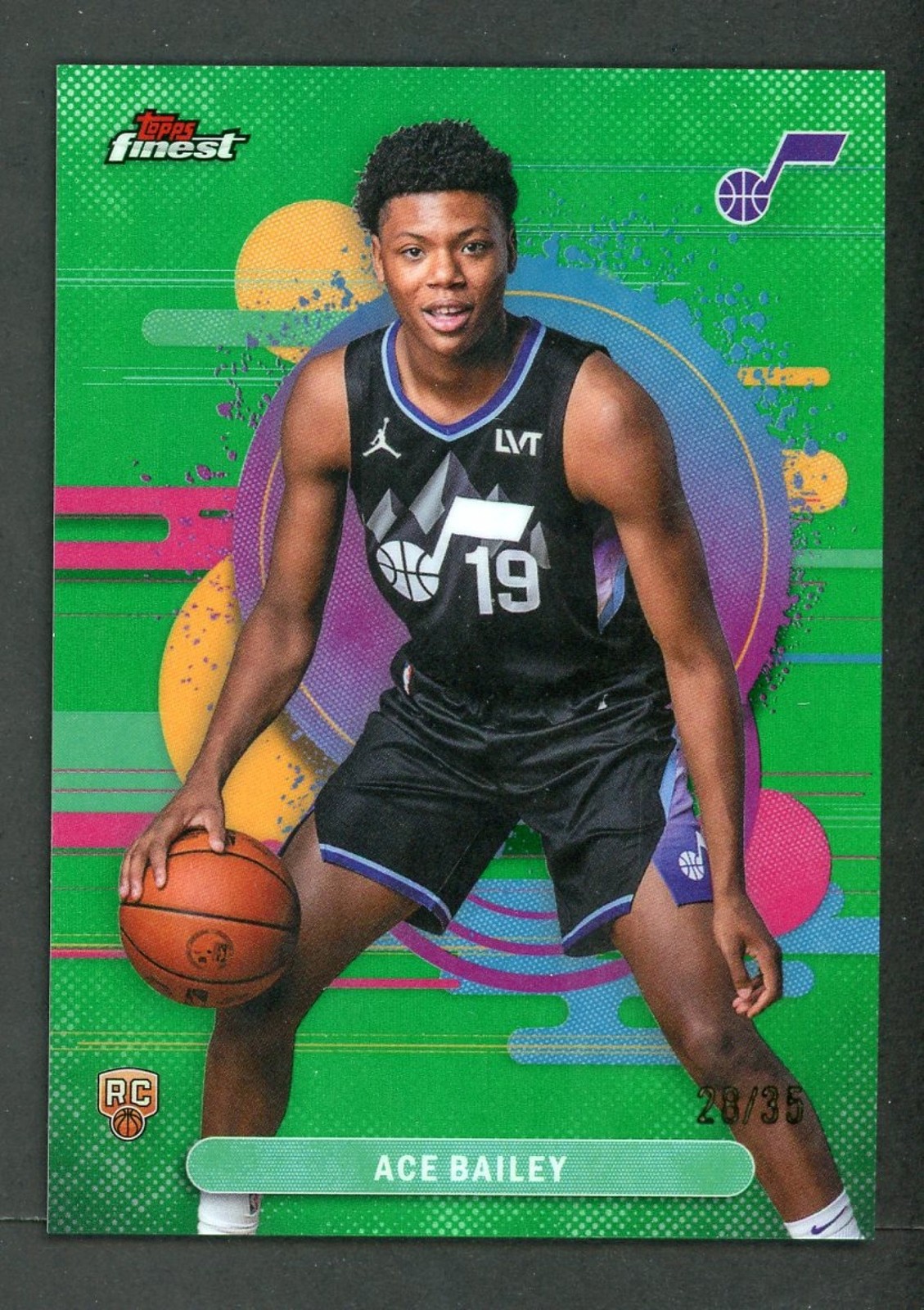2025-26 Topps Finest Ace Bailey Uncommon RC Green Refractor Rookie #/35 Jazz