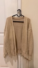 Fuzzy Grunge Cardigan Kurt Cobain Style Oversized Beige Soft Nirvana Vibe Unisex