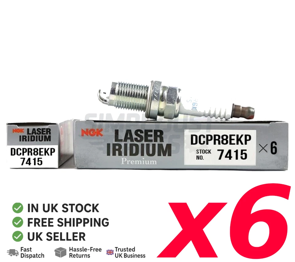 GENUINE NGK LASER PLATINUM SPARK PLUGS x 6 - DCPR8EKP / 7415 - Image 3 of 3