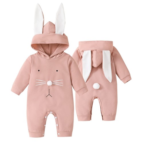 Newborn Baby Girl Boy Easter Romper Bunny Rabbit Ears Hooded Jumpsuit Little ...