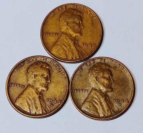 1948 P, D & S Lincoln Wheat Cent, Penny,  Very Fine Condition