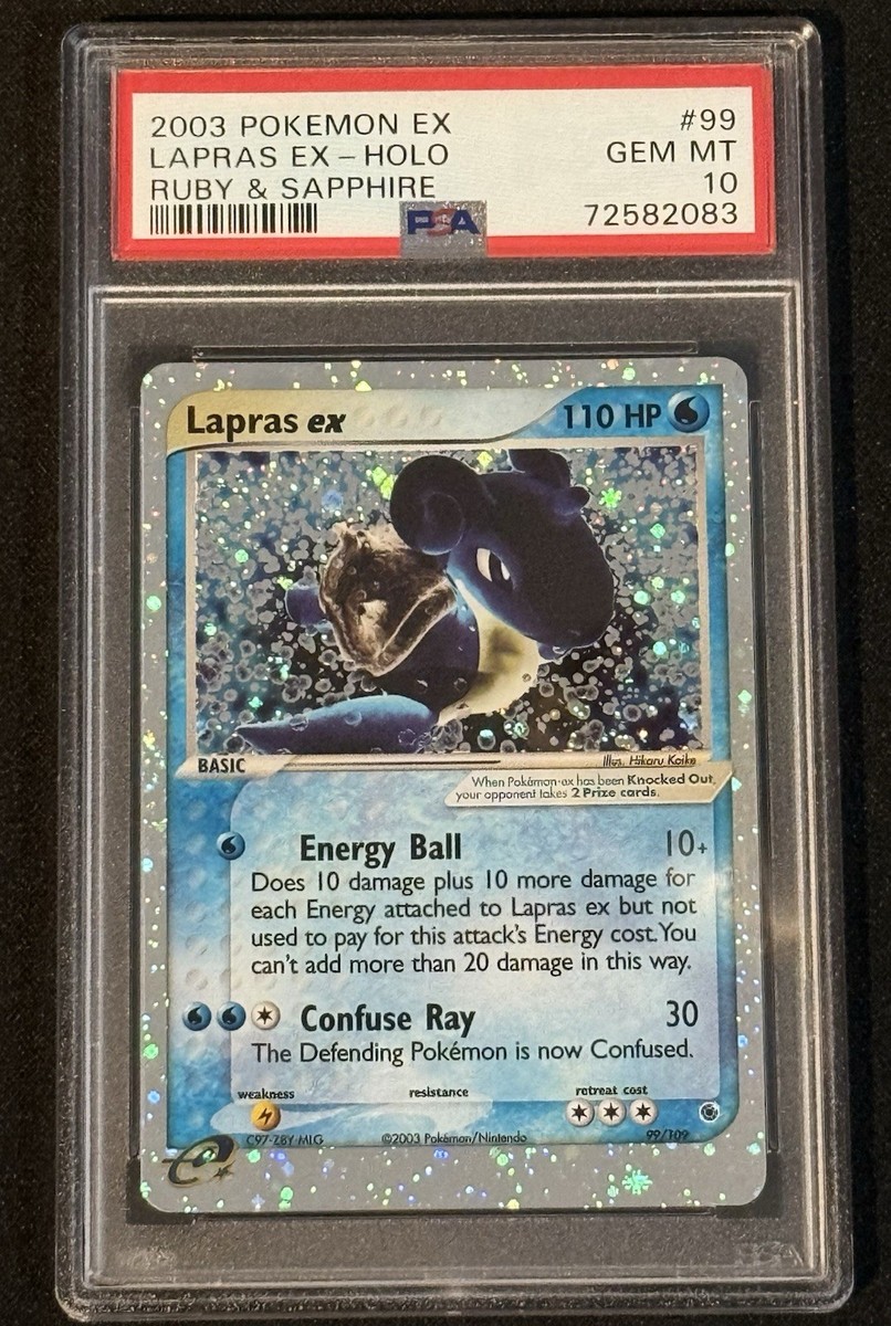 PSA 10 Lapras ex 99/109 EX Ruby & Sapphire Pokemon 2003 Border