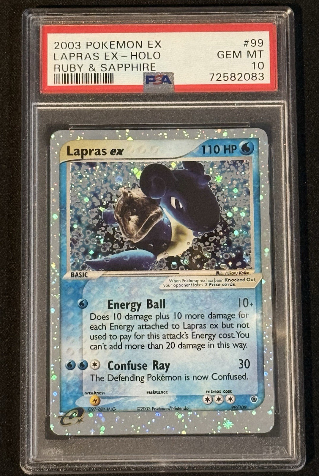 PSA 10 Lapras ex 99/109 EX Ruby & Sapphire Pokemon 2003 Border Swirl
