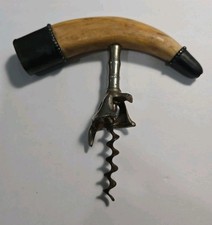 Vintage Boar Tusk Corkscrew Sterling Silver Caps *Corkscrew Rusty*