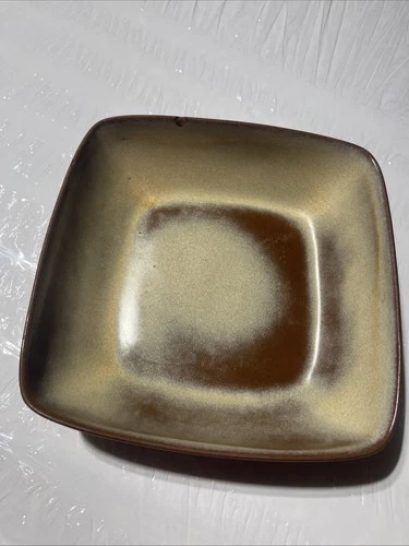 Frankoma Plainsman Brown Large Square Bowl Serving Dish 8 1/4 in Wide # 5NS