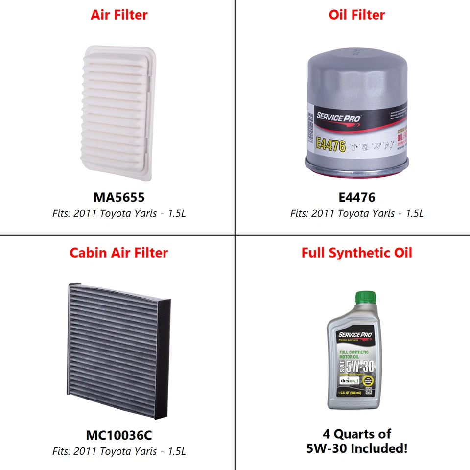 2011 Toyota Yaris 1.5L Complete Air, Oil & Cabin Filter Kit (5W-30) - Image 2 of 4
