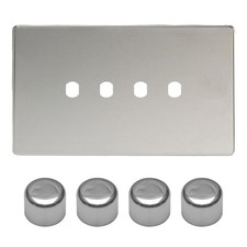 Varilight WDCD4S Screwless Polished Chrome Matrix 4 Gang Dimmer Kit Twin Plate
