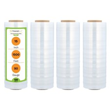 Cast Hand Pallet Stretch Wrap Plastic Shrink Film 15" x 1500' 90 Gauge 128 Rolls