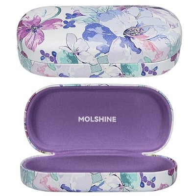  Hard Shell Sunglasses Case,Classic Large Glasses Case for Women Blue Flower