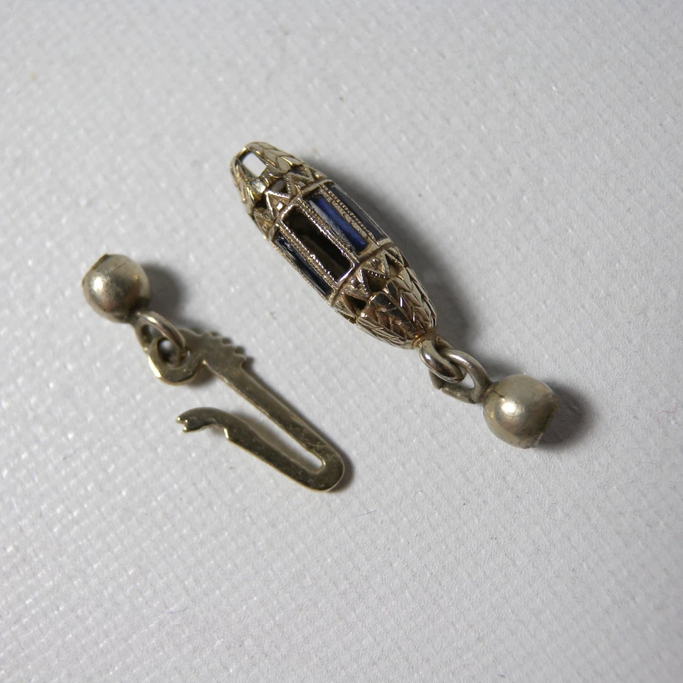 BIGIOTTERIA D'EPOCA DECò CHIUSURA FERMAGLIO X GIOIELLI COLLANE ARGENTO E ZAFFIRI - Immagine 4 di 4