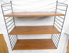 String Regal Eiche 2x Leitern schwarz - 3x Brett - HBT - 77 x 73 x 28 cm gesamt