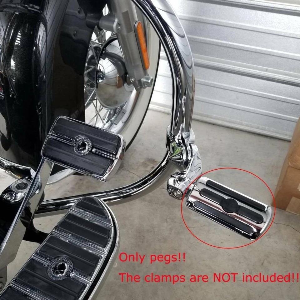 For Harley Davidson Dyna Motorcycle Rear Passenger Foot Pegs Pedal Pads Chrome - Image 2 of 4