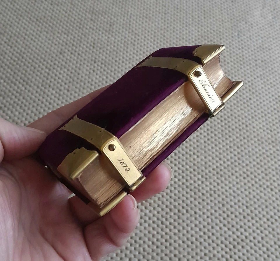 1873 Near Fine Condition Miniature Velvet & Brass Book of Prayer & Hymns - Image 2 of 4