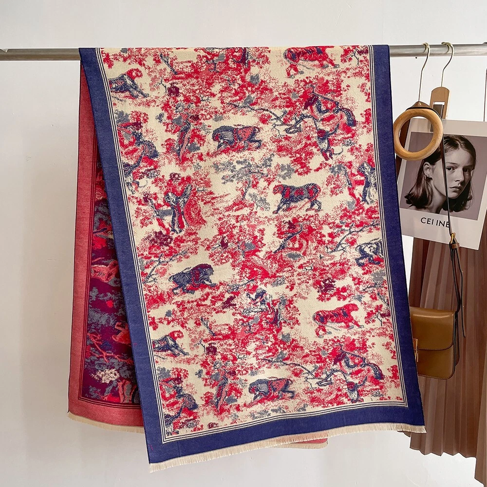Toile Red Print Scarf Long Neck Warmer 65cmx185cm Cashmere Blend Poncho
Opens in a new window or tab