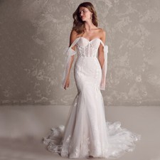 Boho Mermaid Wedding Dresses Sweetheart Neck Backless Lace Applique Bridal Gowns