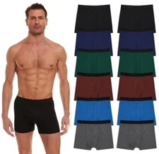 12 Pack of Mens Boxer Briefs Underwear Bulk, 100% Cotton, Soft, Comfortable