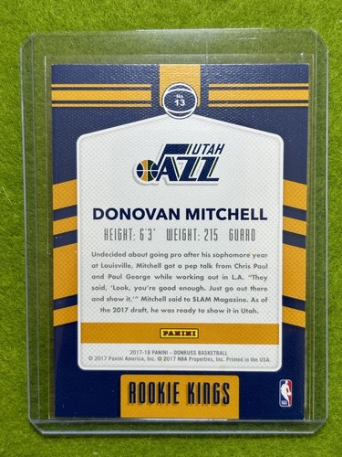 Tarjeta de novato Donovan Mitchell Flash Silver Prizm SSP 2017 Donruss ROOKIE KINGS RC - Imagen 19 de 24