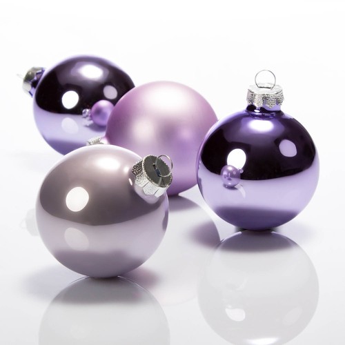 24x Weihnachtskugeln, Christbaumkugeln aus echtem Glas für Weihnachten, flieder - Bild 4 von 7