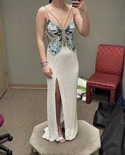 Sherri Hill Long Butterfly Dress Style #54836 Ivory/Multi Size 2