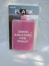 Spencer's Done Adulting For Today Pink Flask 13.5oz New Sealed Spencer Gifts