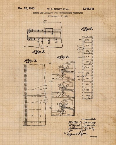 Classic Animation Filmmaker Patent Prints, 4 (8x10) Art Decor Home Mickey Office - Picture 5 of 10