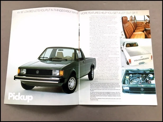 1982 Volkswagen VW Pickup Truck Original Car Sales Brochure Catalog Foto 3 de 4