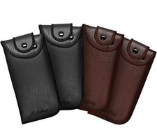 Soft Eyeglass Case 4 PACK,Belt Attach,Vertical 2 Black 2 Brown Syn.Leather Felt