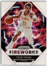 2020-21 Panini Prizm Fireworks Silver Trae Young #28 Atlanta Hawks
