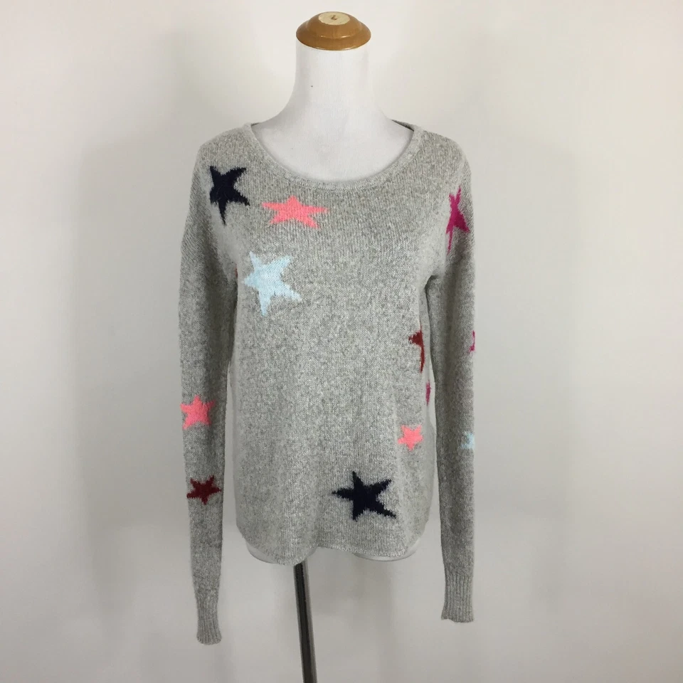 SUPERDRY Womens sz Small/Medium Gray Multi Color Stars Wool Blend Knit Sweater - Image 4 of 4