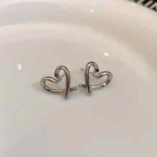 Small Hollow Heart Shaped Stud Earrings Simple Leisure Style