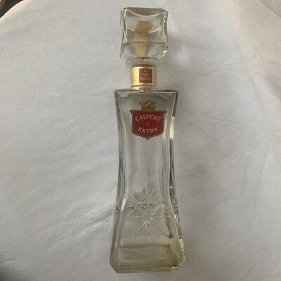 1960s PA LCB Tax Stamp VINTAGE CALVERT EXTRA WHISKEY DECANTER BOTTLE USED EMPTY