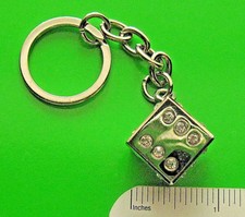RHINESTONE JEWELED METAL DICE - keychain key chain GIFT BOXED
