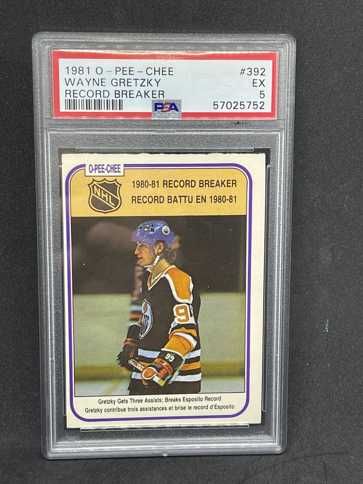 Wayne Gretzky Record Breaker 1981-82 O-Pee-Chee #392 OPC NHL PSA 5 !! EX