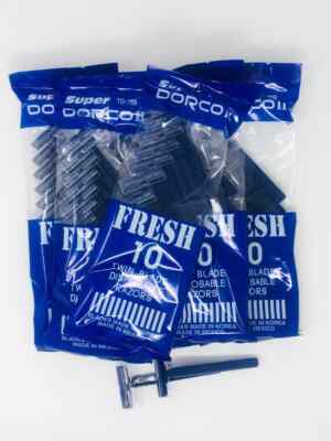 80 x Twin Blade Disposable Men Razors TD-708 DORCO II Blue Razors
