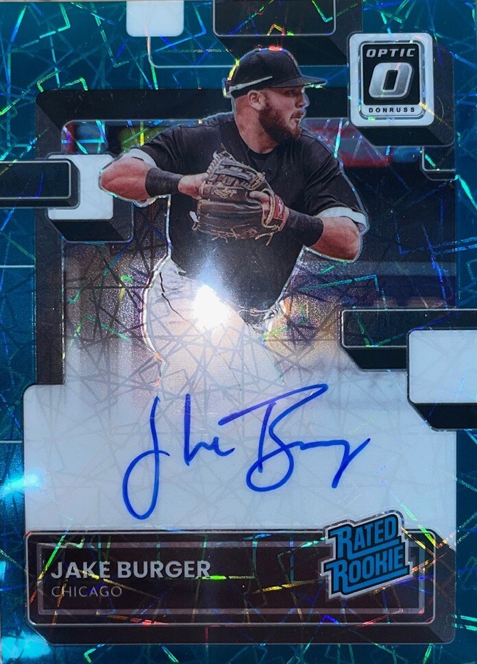 2022 Optic #RRS-JB Jake Burger Rated Rookie Auto Blue Velocity Prizm #/49