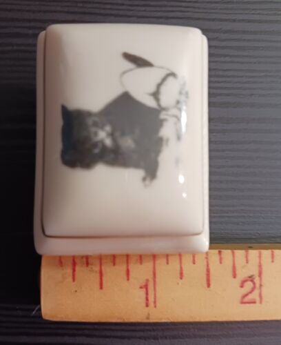 Vintage Schmuckschatulle Porzellan Katze Schmetterling Made in Japan kleine Weltgrüße 2 Zoll - Bild 5 von 24