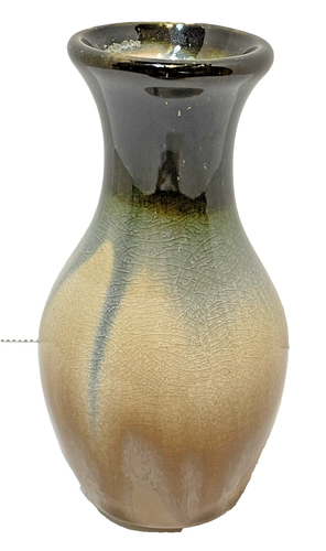 Vintage Crackle Glazed Small Bud Vase Graduated Color 5" Tall 2" Opening