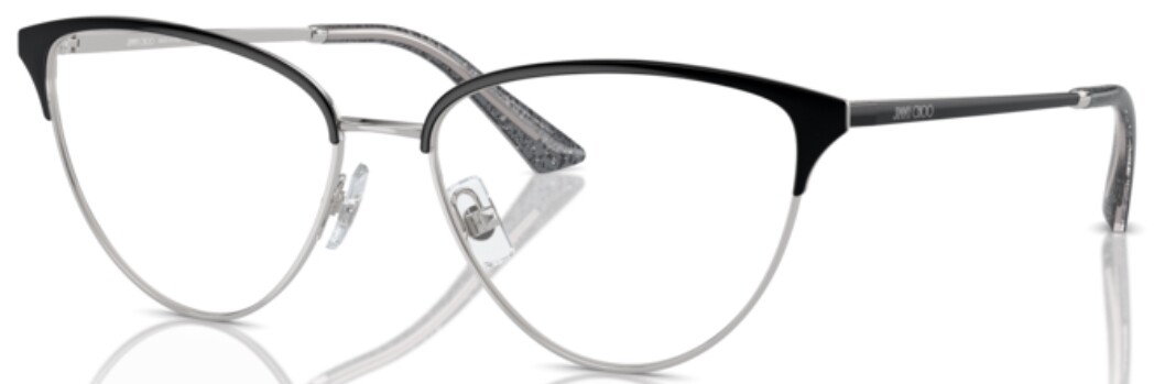 Женские очки Jimmy Choo JC2002 3016 в серебристо-черной оправе Кошачий глаз 53 мм 37890₽
