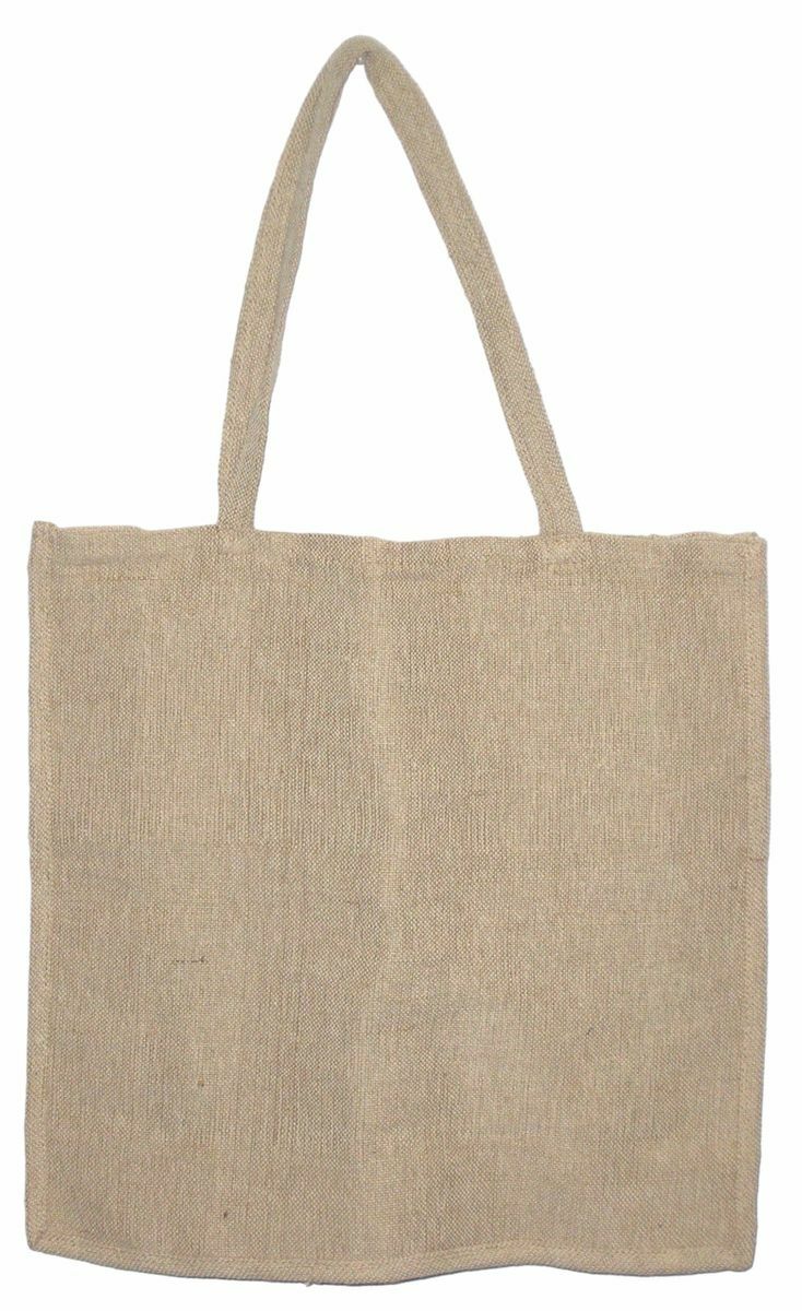 Vintage Style Square Jute Tote Bag - Reusable Eco-Friendly Grocery Shopping Bag With Handles, Large Size