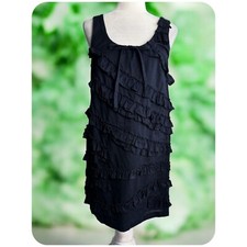 J.Crew Sleeveless Ruffle Pullover Sheath Dress Dark Blue Cotton Women's Size 6