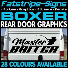 to fit PEUGEOT BOXER MASTER BAITER FUNNY STICKERS GRAPHICS CAMPER VAN MOTORHOME