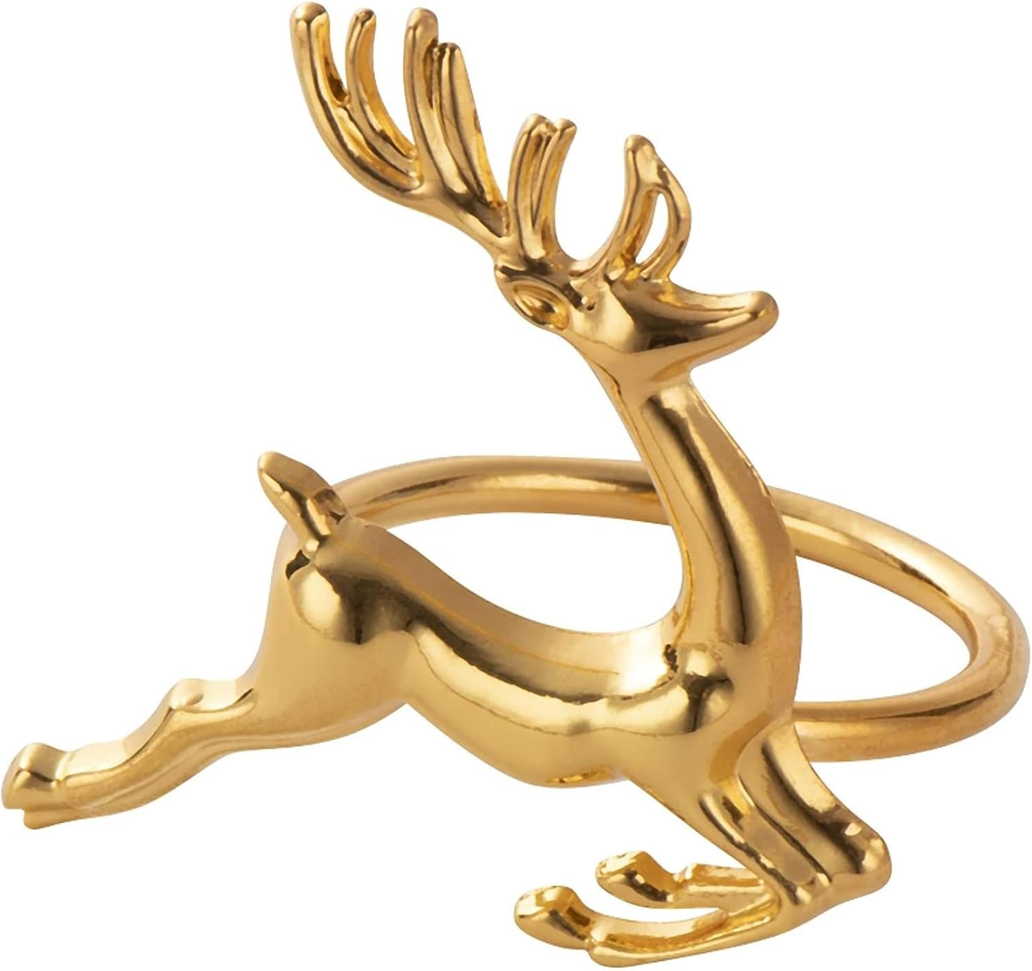 Juvale 6-Piece Gold Reindeer Christmas Napkin Rings, 1.8 Inches Diameter, Gold N