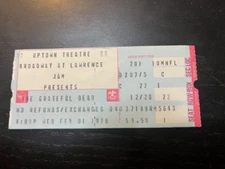 GRATEFUL DEAD TICKET 02-01-1978 UPTOWN THEATRE JERRY GARCIA BOB WEIR PHIL LESH