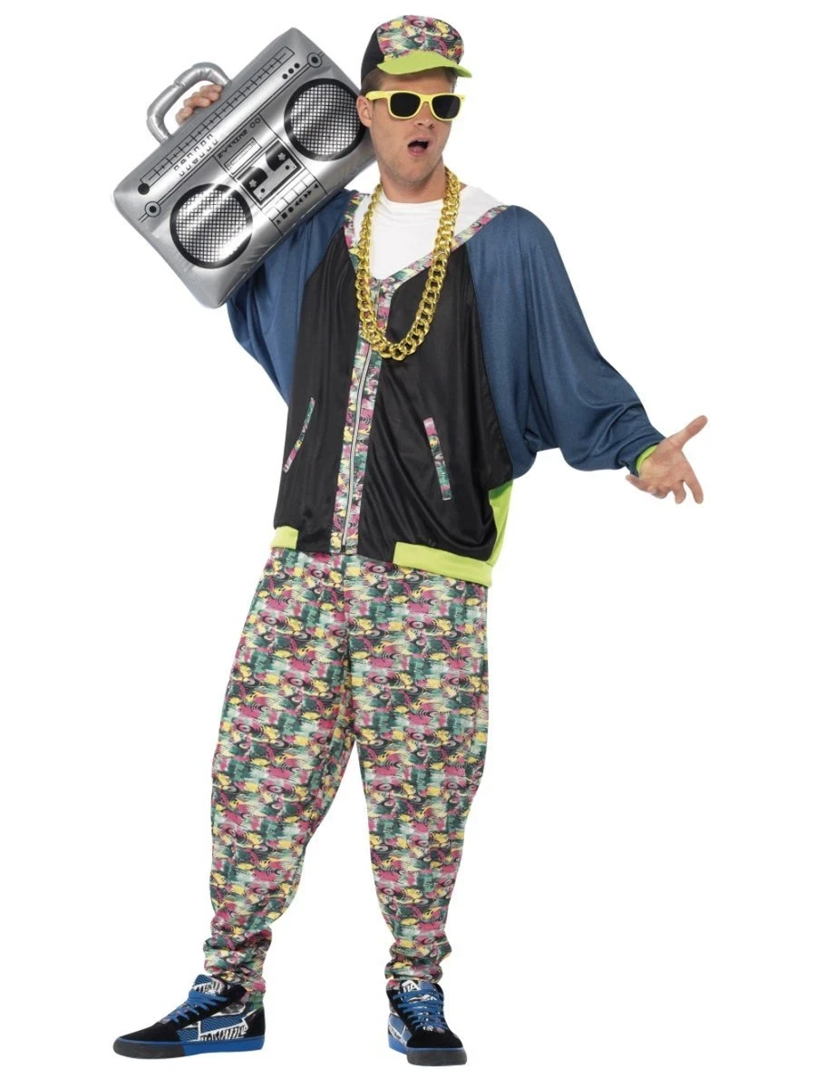 New Adult Male 80's Rap Hip Hop Retro Rapper Smiffys Fancy Dress Costume