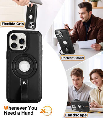 Neu Hülle für iPhone16 Pro Max,15 Pro Max,15 Magsafe Magnet Leder Ständer Cover